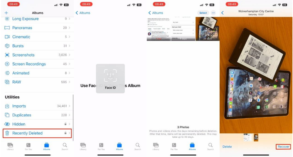 沙洋苹果14维修分享 iPhone14 上恢复已删除的照片 
