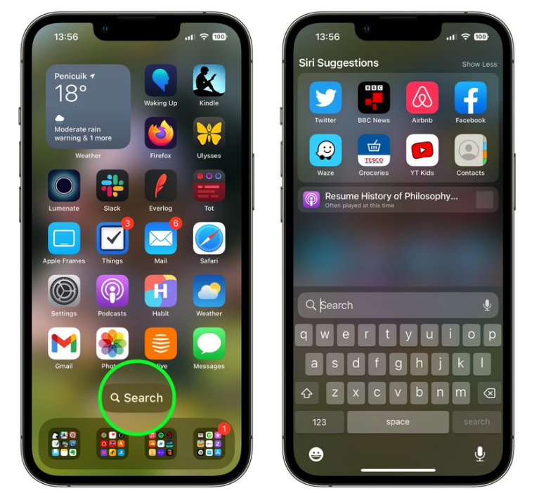 沙洋苹果手机维修分享升级到 iOS 16 后，如何删除主屏幕上的搜索按钮 